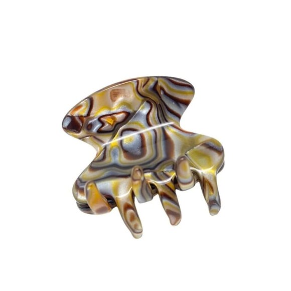Hair Claw Clip Silver Onyx Celluloid Small No Slip Grip for Women Girls